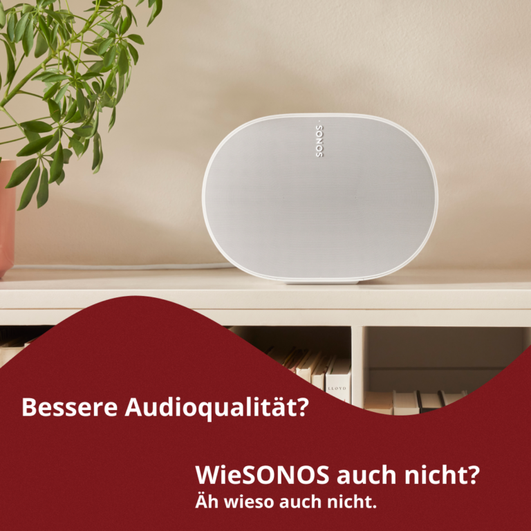 Das Pressebild von der Sonos Era 300 mit dem Text darüber: Bessere Audio Qualität? WieSONOS auch nicht?
